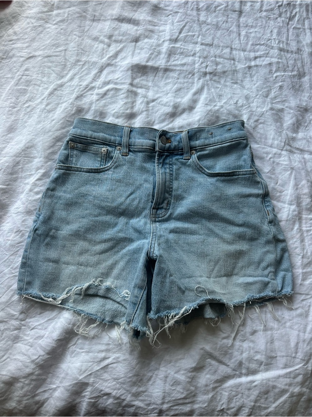 Madewell Light Wash Raw Hem Denim Shorts